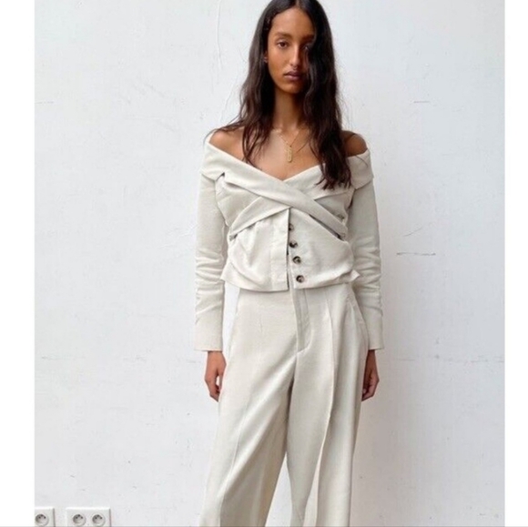 Zara Fitted Blazer Jacket Limited Edition in Stone, Size XS - Picture 4 of 17